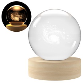 Dongyuanwenju Crystal Ball (with Base) Decorative Paperweight 3D Laser Engraved Glass, Sphere, Novelty Home Decorations (The Galaxy (Our Galaxy), 3.15in)