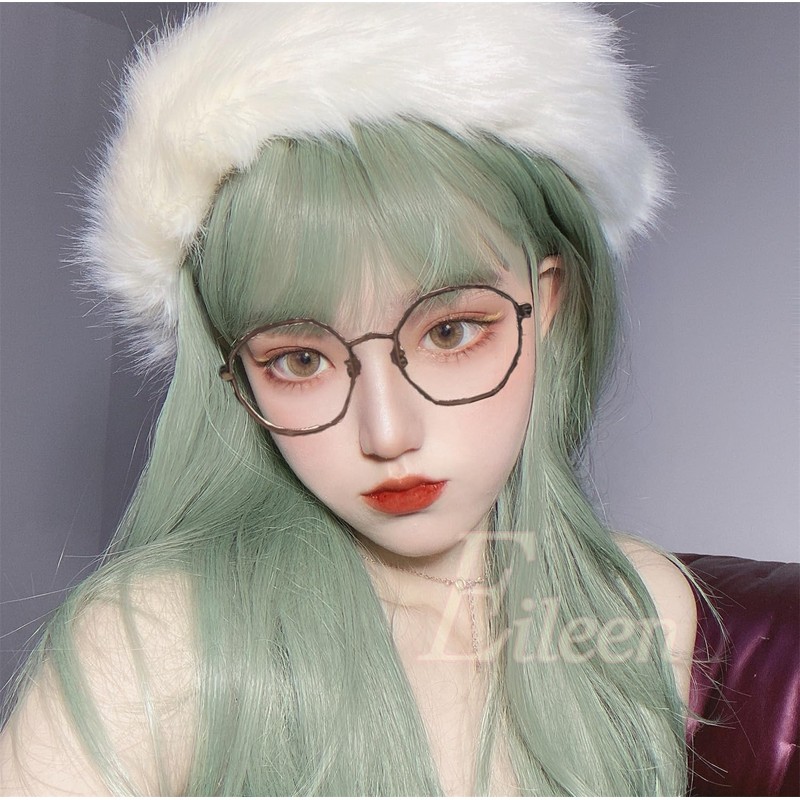Eileen Semi-Long, Light Green Wig, Women’s Wig, Straight, Natural, Harajuku,
