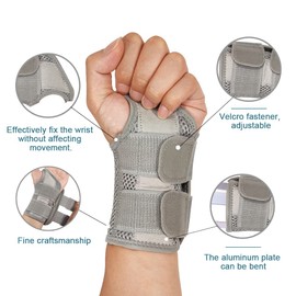 HMCEY Wrist Splint Carpal Tunnel Syndrome Splint Wrist Bandages Wrist Brace Carpal Tunnel Wrist Support for Sprains, RSI and Tendonitis (S/M Left, Grey)