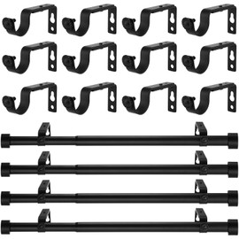 Wesiti 4 Packs Curtain Rods Bulk for Windows Adjustable Curtain Rod Pack Set Heavy Duty Metal with Brackets for Window Patio Home Outdoor(Black,32-84in)