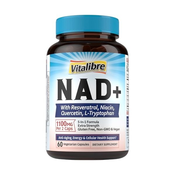 NAD Resveratrol Supplement with Niacinamide, Quercetin, L-Tryptophan – NMN Alternative,