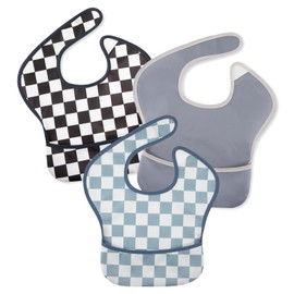 CIVARUA KIDS Mess Proof Baby Bib 3 Pack, Waterproof Led Weaning Baby Feeding Bibs With Food Catcher, Travel Feeding Cherkerd Bibs for girl boy