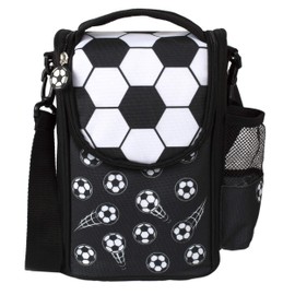 Fringoo - Large Capacity Kids Strap Lunch Bag | Small Cool Bag Kids Lunchbox | Perfect As School Lunch Bag for Boys - Football Black