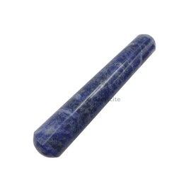 GEMSCITE Gemstone Sodalite Massage Wand - Rounded Picture Crystal Root Chakra Kundalini Yoga Activator Wand 4"