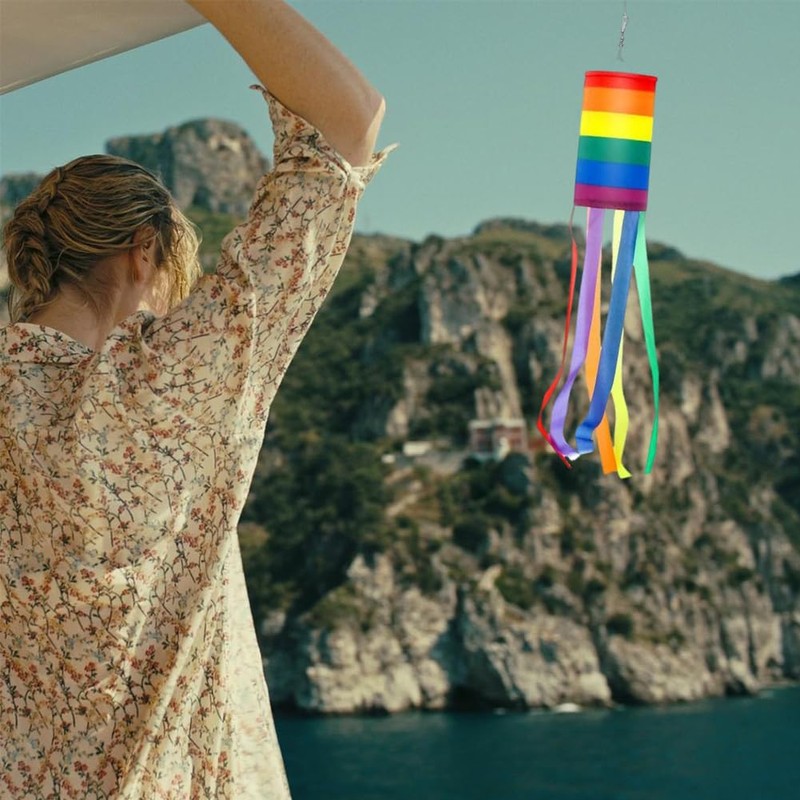 TUKNN Rainbow Windsock, Outdoor Windsock, Rainbow Windsocks, Colourful Hanging Decorations,