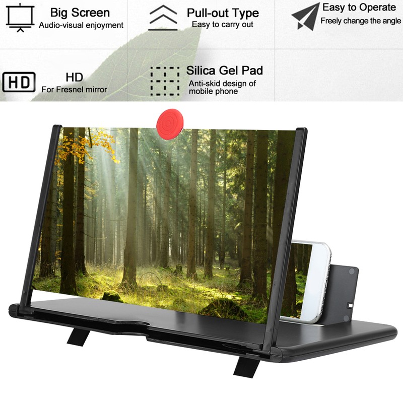 12'' 3D Phone Screen Magnifier HD Screen Amplifier PullOut Bracket