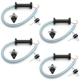 Electric Fence Spring Gate Handles Kit, Dual Ring Electric Fence Insulators for Wooden Post, Electric Fence Handle Set with Anchors,16-Feet Tension Spring, Black (4)