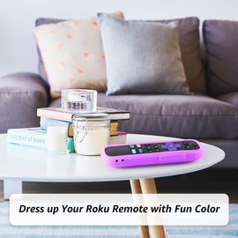 3 Pack Remote Case for Roku, Battery Cover for TCL Roku Smart TV Steaming Stick Remote, Silicone Roku TV Remote Cover Universal Protective Skin Glow in The Dark Green and Purple, Red Not Glow