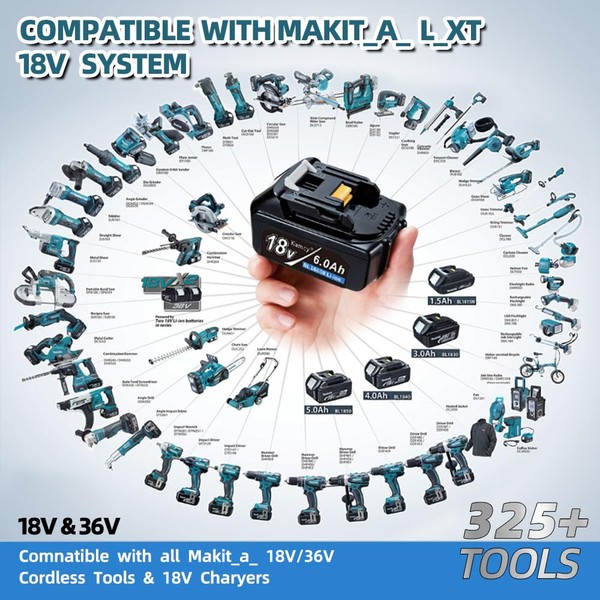 KAMCY KAMCY 6.0Ah Battery Replacement for Makita 18V Battery Compatible