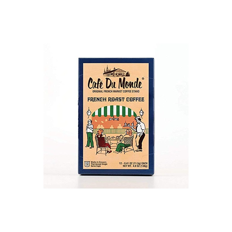 Cafe Du Monde Coffee French Roast Single-Serve Cup Pods, 12