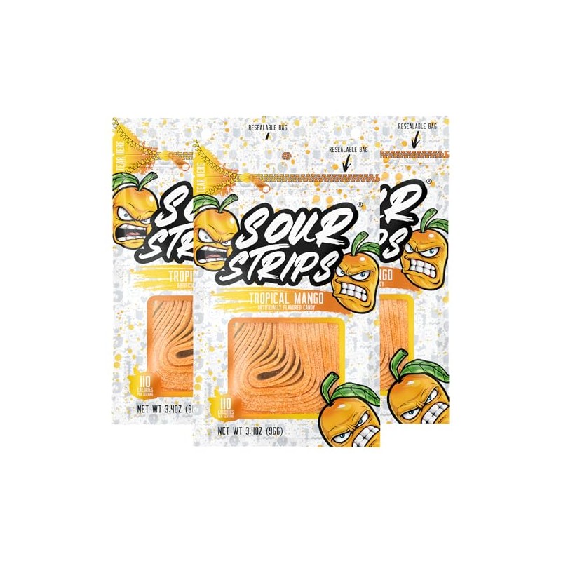 Sour Strips Flavored Sour Candy Strips, Deliciously Sour Chewy Candy