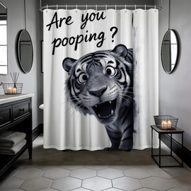 puuiui Funny Tiger Shower Curtain Boys Animal Safari Cartoon Shower Curtains for Kids Bathroom Decor Sets, Waterproof Cloth Fabric with Hooks, 70x72 Inch