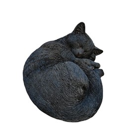 Hi-Line Gift Ltd. Nocturnal Elegance: Black Polyresin Sleeping Cat Figurine
