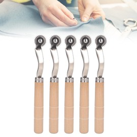 5 PCS Sewing Tracing Wheel, Tracing Wheel Sewing Tool Needle Point Tracing Wheel Pounce Wheel for Sewing Patterns Wood and Stainless Steel Pounce Wheel with Wooden Handle for Arts and Leather Crafts