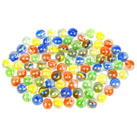Hannya 100 Pcs 0.63Inch Color Mixing Glass Marbles, Cat Eyes Marbles Solid Colorful Round DIY Marble Bulk for Kids Games and Home Decoration
