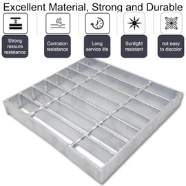 MASSLUNT Galvanized Steel Drain Grate for NDS 9x9 Catch Basin, Outdoor Drain Cover for Polylok, B Class Replacement Sewer Grate, Durable Heavy Duty Channel Grate, Square Drainage Grate Driveway