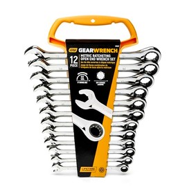GearWrench 85597 12-Piece Metric Ratcheting Open End Wrench Set                                                                                       