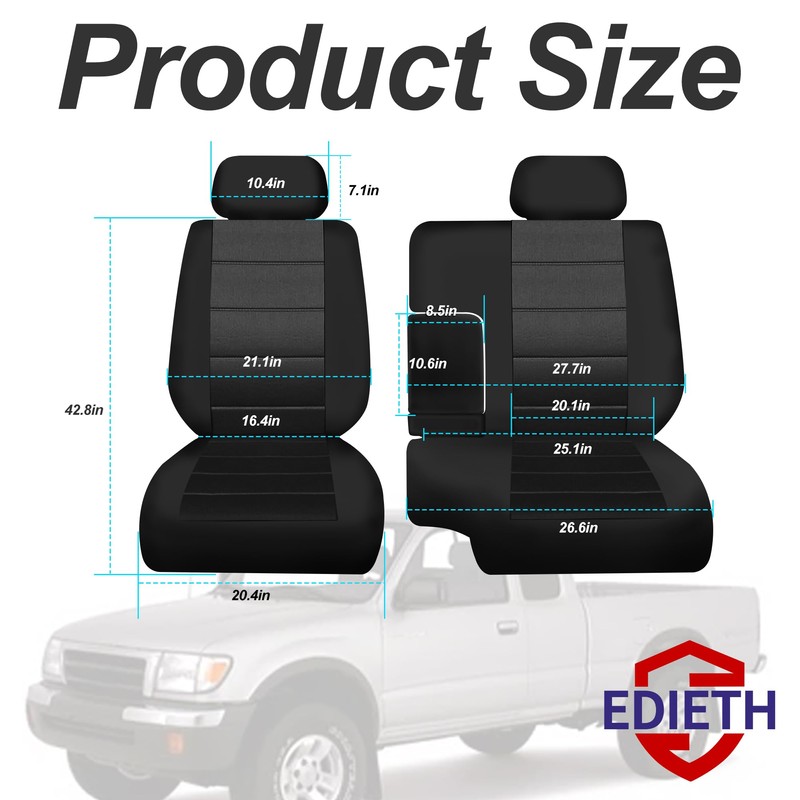 EDIETH Premium Knitted Front 60/40 Split Seat Covers for Toyota