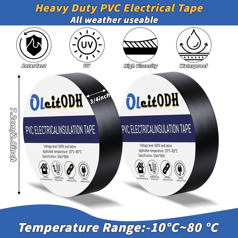 100 Rolls Black Electrical Tape Bulk 3/4 Inch x 66ft,