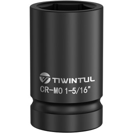 TIWINTUL 1-5/16" Impact Socket 1" Drive, 6 Point Design, CR-MO Axle Nut Socket, ANSI Certified, Heavy Duty Socket 1 Inch Drive for Truck, Trailer, Industrial & Fleet Maintenance