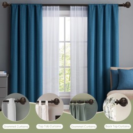 Heavy Duty Adjustable Double Curtain Rod Set (28-48 Inches) – 1 Inch Diameter Decorative Rods with Maple leaf Finials & Sturdy Brackets for Living Room, Bedroom, Farmhouse – Easy to Install, Bronze