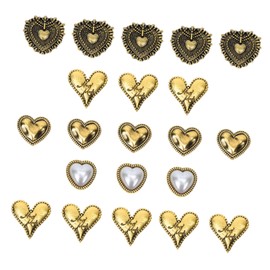 Healeved 40pcs Vintage Heart Shape Nail Charms DIY Manicure Accessories for Creative Nail Art Designs for Parties and Celebrations Easy to Use Salon