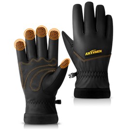 AXEVMEN Winter Gloves Men Women - Waterproof, Thermal Touchscreen with Plush Lining & Windproof & Non-Slip for Skiing, Cycling, Outdoor Running and Hiking (Black, L)
