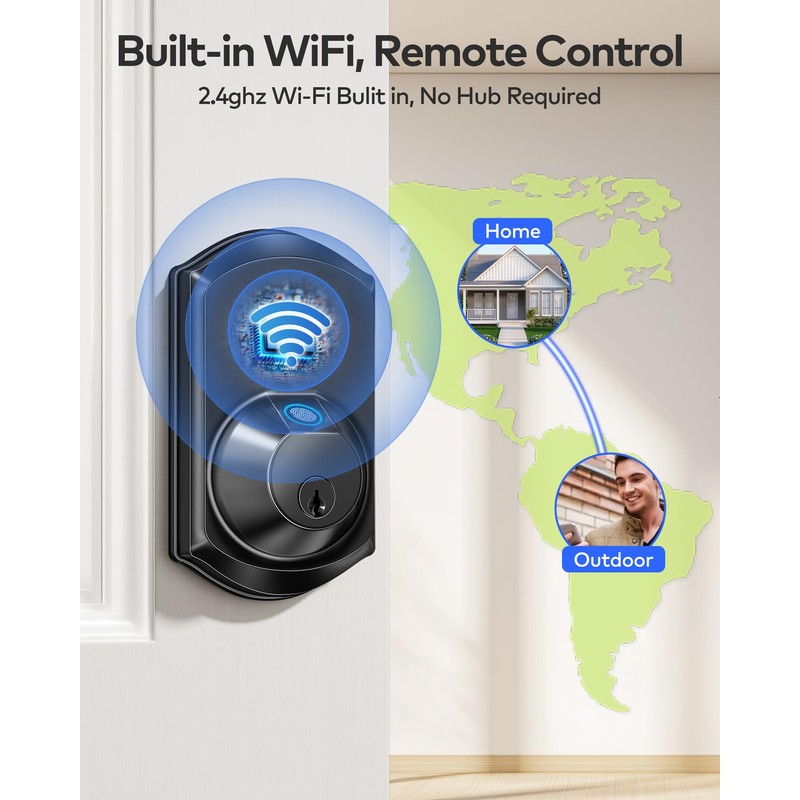 TEEHO TE012W WiFi Smart Lock, Fingerprint Door Lock with Built-in