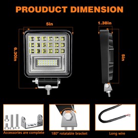 LikeSafe LED Lights for Car, 4 Inch 126W LED Pod Light 12V 24V Off Road Light for Truck Trailer Vehicle Vehicle Accessories RV Snowplow, 20Pack