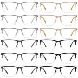 BFOCO 12-Pack Half-Rim Metal Reading Glasses for Men Lightweight Spring Hinges Readers Glasses Gentlemen +2.25