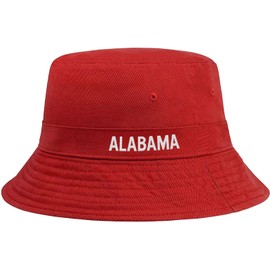 Daxton USA Cities Bucket Hat Cap Fisherman Headwear Cap, Alabama Red White