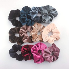 Egurs Scrunchies, Pack of 12 Velvet Scrunchies, Elastic Hair Bobbles Velvet Colourful Hair Bands Hairtie for Women Hair Accessories