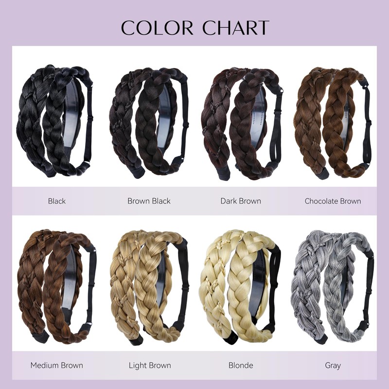 XRACEPHOL 2Pcs Braided Headbands Synthetic Headbands Handmade Fashion Braid Headband