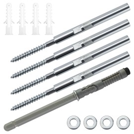 Set of 5 Invisible Wall Shelf Brackets Diameter 10 x 100 mm, Shelf Bracket Invisible, Floating Shelf Bracket Made of Steel - Load Capacity 18 kg - Includes Washers and Dowels