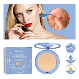 Bluemega Maquillaje en Polvo, Polvos Compactos Faciales Antigrasa, Polvos Fijadores Suaves Y Mates, Polvos De Acabado Impermeables De Larga Duración Para Mujeres, Polvos Faciales Ligeros E Impecables Para Mujeres (Natural)