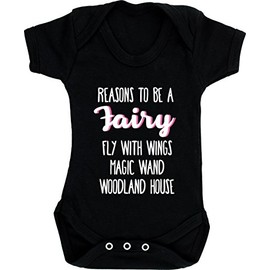 Hippowarehouse Reasons to be a fairy: Fly with wings magic wand woodland house baby vest bodysuit (short sleeve) boys girls