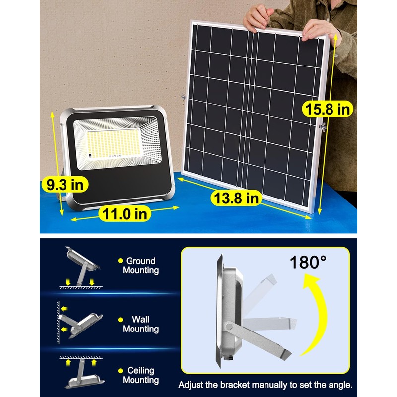 Engrepo Solar Light Outdoor, 10000LM Luces Solares Dusk to Dawn