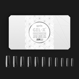 APRÉS French Manicure Gel-X® Box of Nail Tips, Soft Gel Tips with Guidelines (Natural Square Long, 330 pcs)