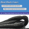 Boat Dock Lines, 3/8" x 15' Black Double Braided Nylon