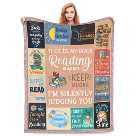 Book Blanket Reading Decor Throw Blanket Comfy Plush Flannel Fleece Warm Soft Fluffy Fuzzy Librarian Blanket Gifts for Book Lover Readers Girls Boys Women Teens Kids for Room Bed Sofa Couch 40"X50"