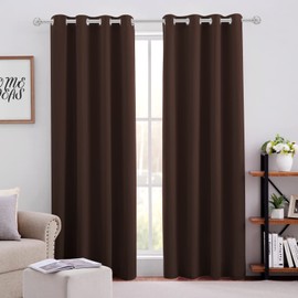 HOMEIDEAS Chocolate Brown Blackout Curtains for Bedroom 52 X 96 Inch Length 2 Panels Set Room Darkening Curtains/Drapes, Soundproof Thermal Grommet Window Curtains for Living Room