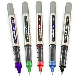 Uni-Ball Eye UB-157 Rollerball Pen - 0.7mm Tip - Black, Blue, Red, Green, Purple (Pack of 5)