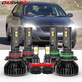 CHUSYYRAY FOR Toyota Corolla 2009 2010 2011 2012 2013 6x LED Headlight Hi/Lo+Fog Light Kit