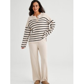 LILLUSORY Lounge Sets Womens Two 2 Piece Matching 2025 Fall Fashion Outfits Clothes Clothing Trendy Knit Sweater Loungewear Travel Sweatsuit Sweat Suit Sets