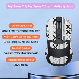 NOUKAJU Mouse Grip Tape Full Coverage for Keychron M3（M3-A1） Wireless Mouse, Mouse Anti Slip Grip Tape,Self-Adhesive PreCut Sweat-Resistant Professional Mice Upgrade Kit(White)