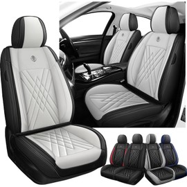 LFYNW Car Seat Covers Fit for Buick Encore Gx 2020-2025, 3D Waist Support & Premium Nappa Leather, Waterproof, Scratch-Resistant(Black Off-White, Full Set)