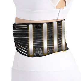 HPONEZJ Rückenbandage Unisex Mesh Rückenstützgürtel mit Metallstütze Taillengürtel Atmungsaktiv Rückenstütze Dünn Rückengurt Rücken Lendenwirbelsäule Stützgürtel für Sport Schmerzlinderung XL