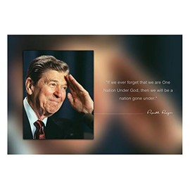 Ronald Reagan Photo Picture Poster Framed Quote "If we ever forget that we are one nation under God" US President Portrait Famous Inspirational Motivational Quotes (13x19 Unframed Poster)