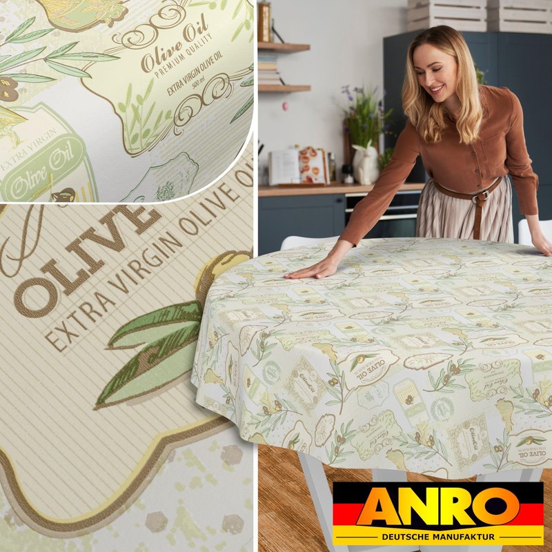 ANRO Oilcloth Tablecloth Wax Tablecloth Washable Garden Tablecloth Round Oval