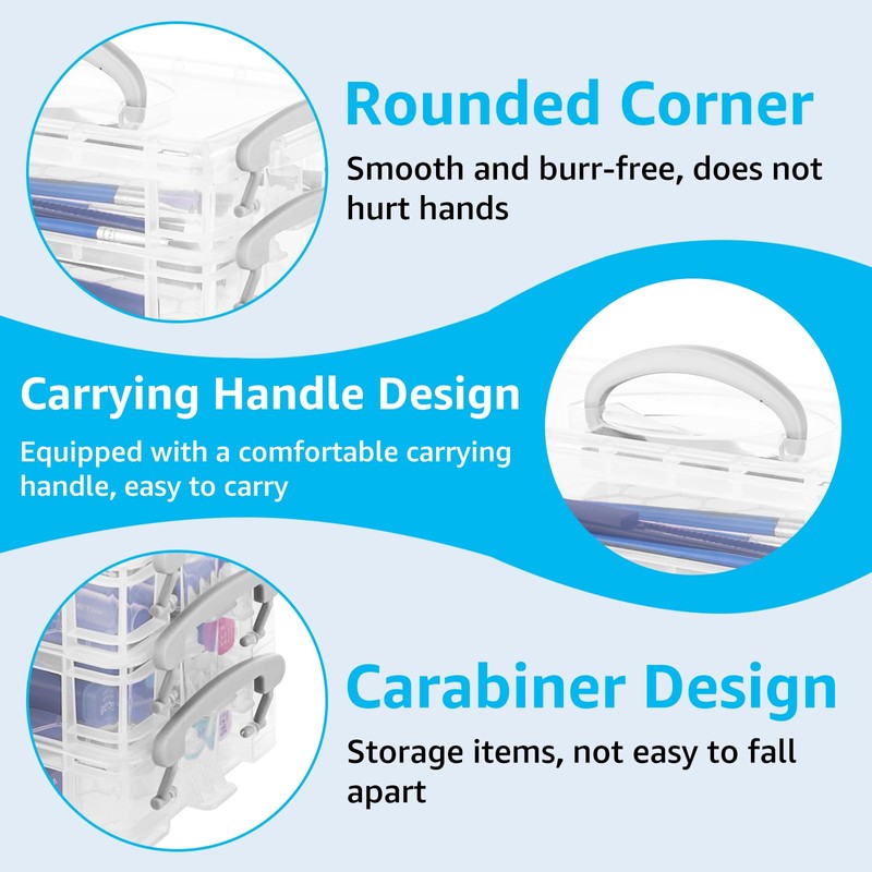 MUXHEL 2PCS 6 Tier Plastic Pencil Box Clear Pen Storage